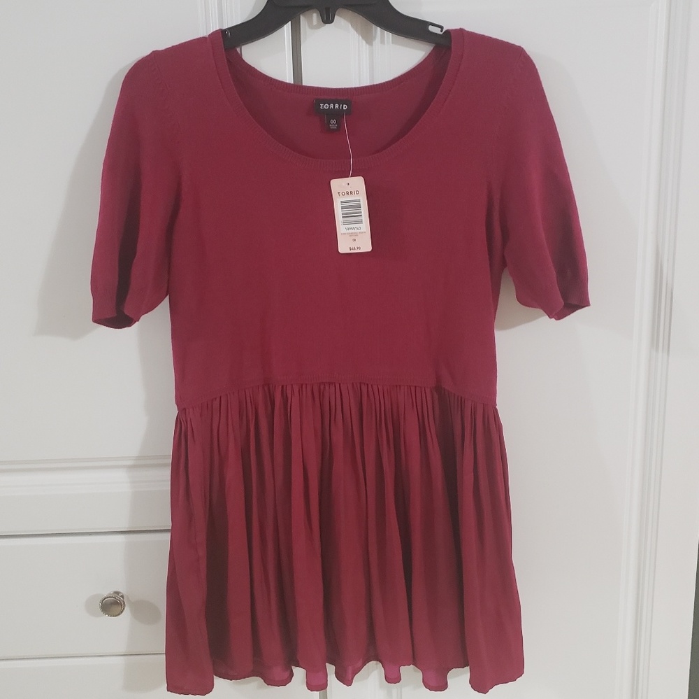 Torrid Dark fuscia babydoll shirt